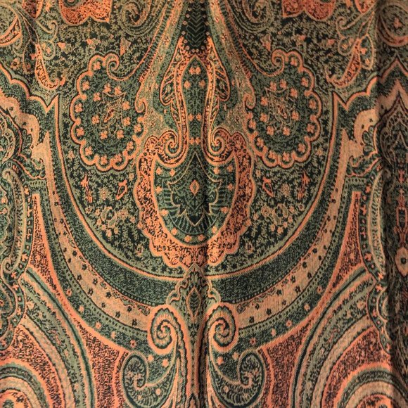 Talbots Scarf Used Large Oranges Greens *No Material Tag - Picture 13 of 16